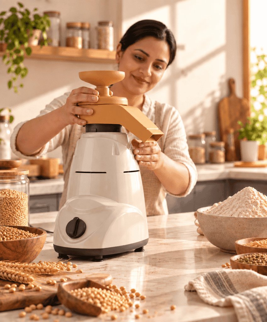 Attaching the mini mill to a mixer grinder jar base